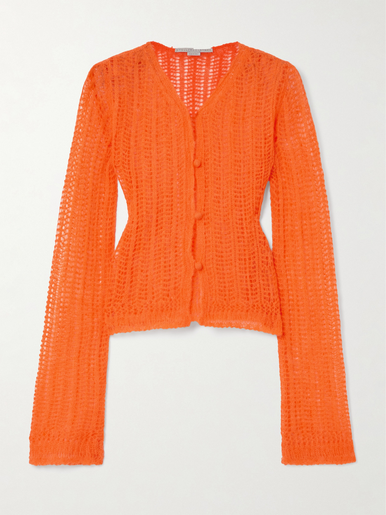 Stella Mccartney + Net Sustain Open-knit Alpaca-blend Cardigan In Orange