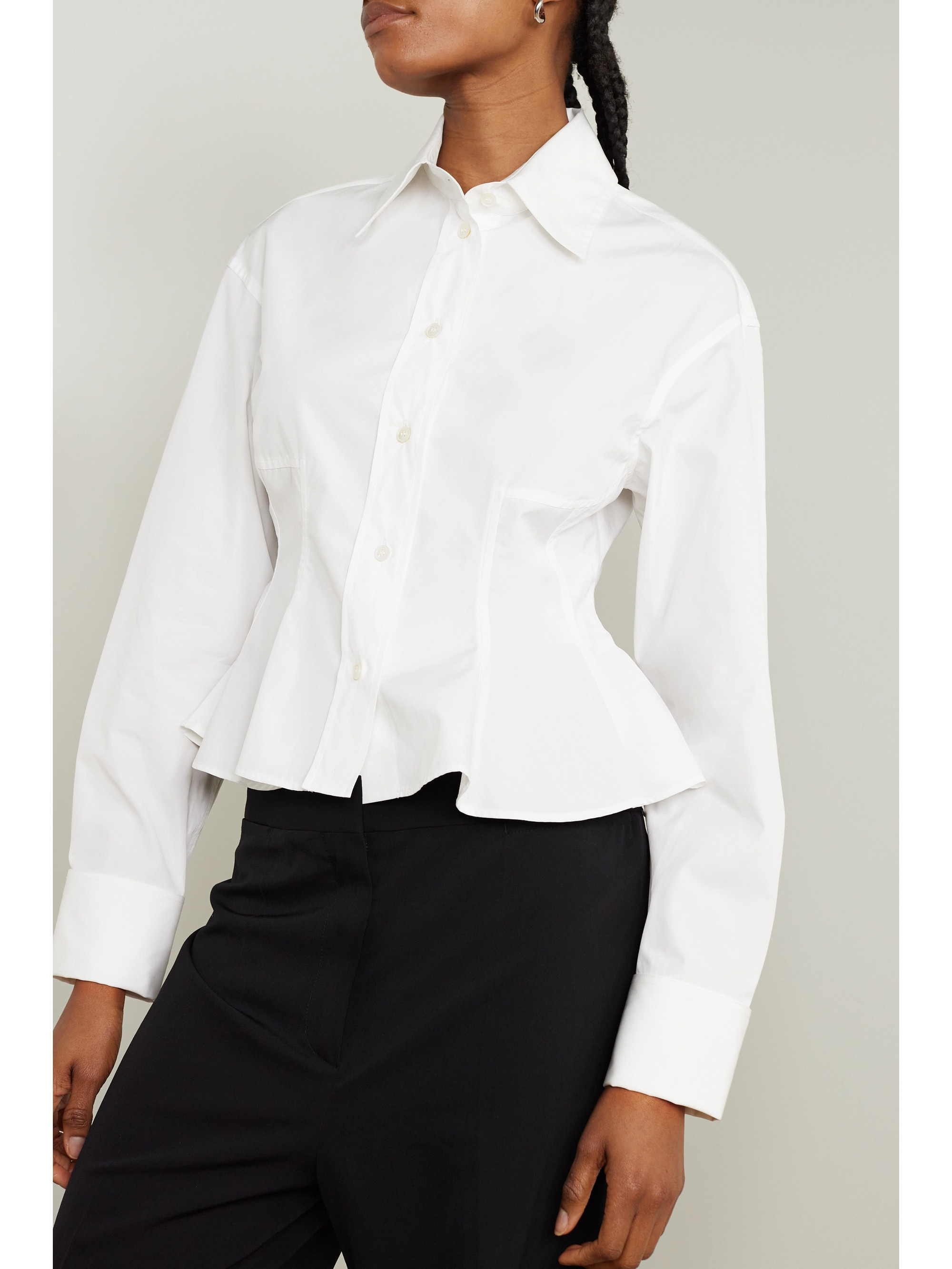 Stella McCartney - + NET SUSTAIN cotton-poplin peplum shirt | Plush