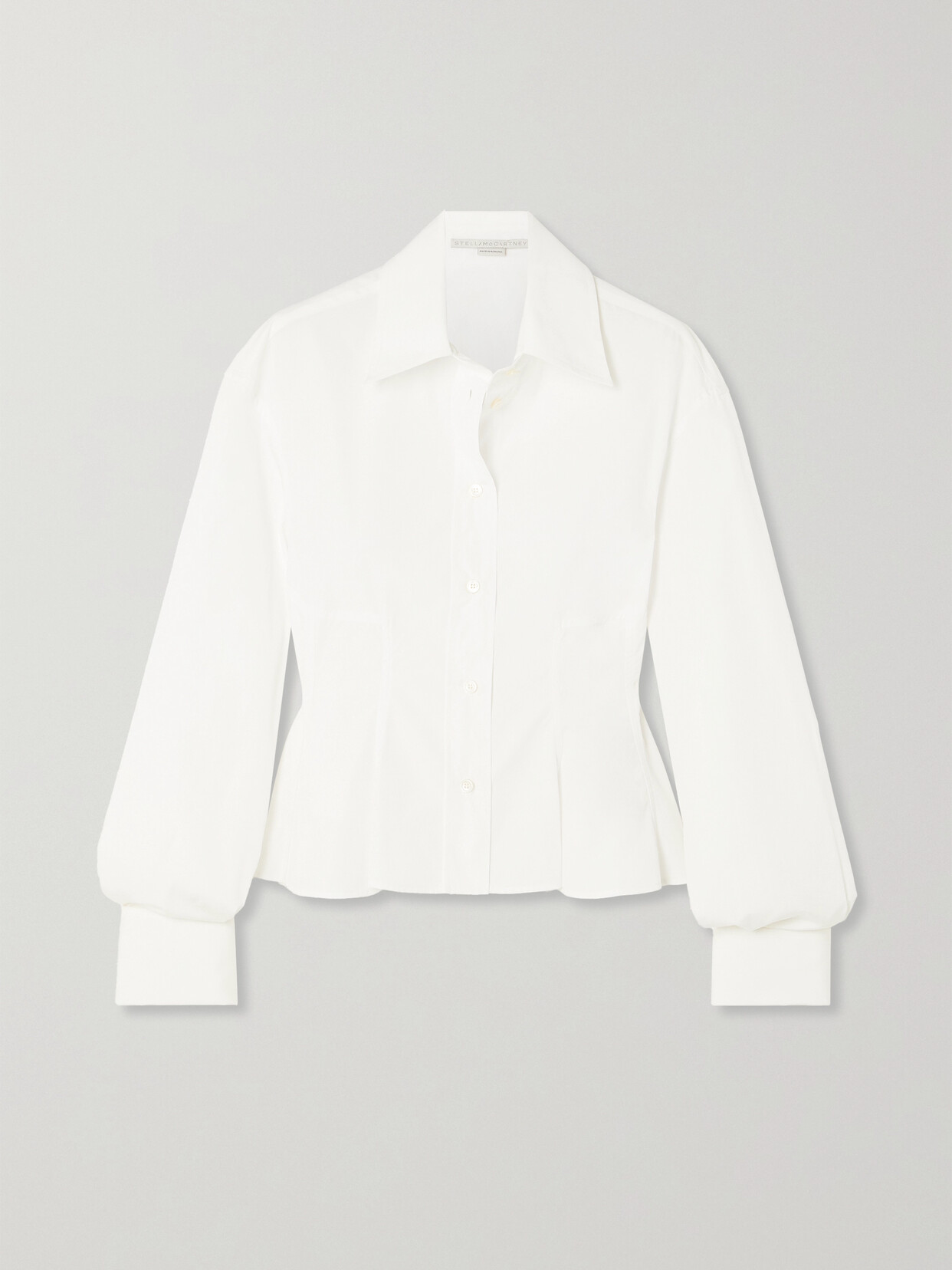 Stella McCartney + Net Sustain Cotton-poplin Peplum Shirt - White