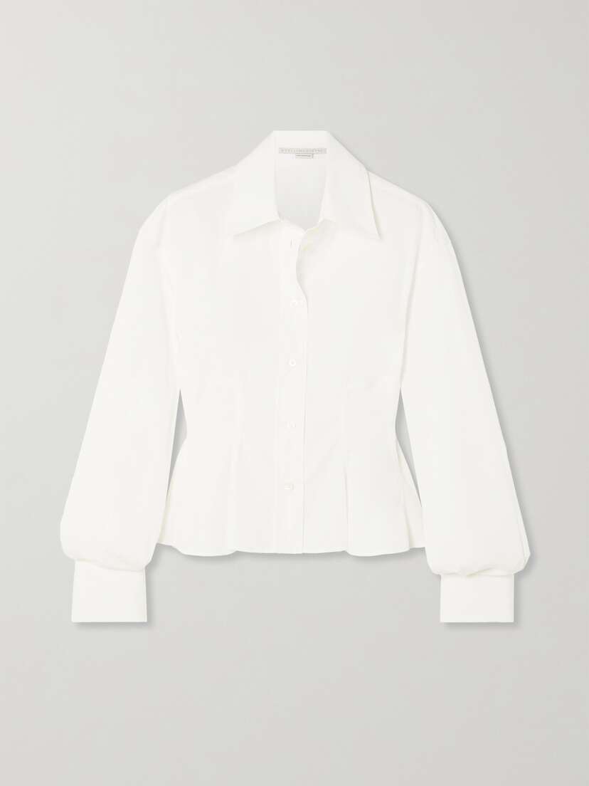 Stella McCartney + Net Sustain Cotton-poplin Peplum Shirt
