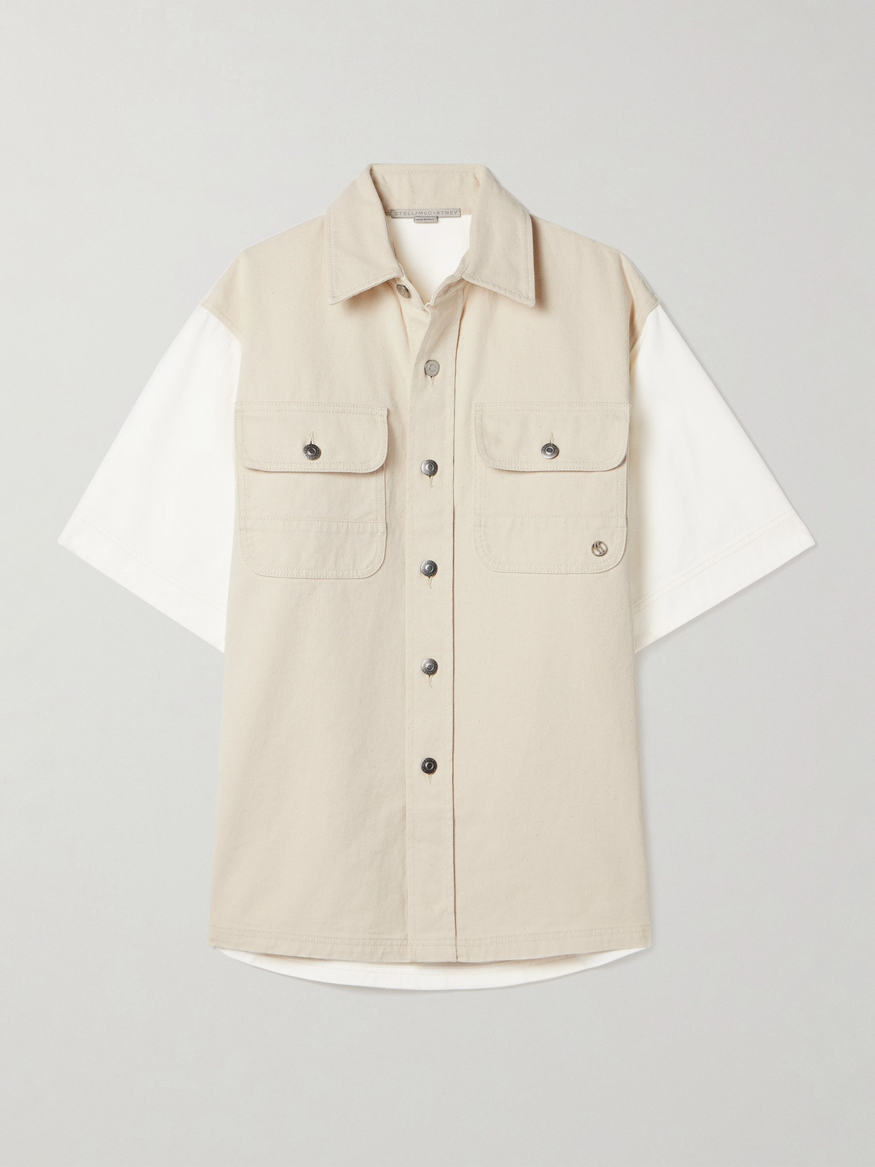 Stella McCartney + Net Sustain Two-tone Organic Denim Shirt - White