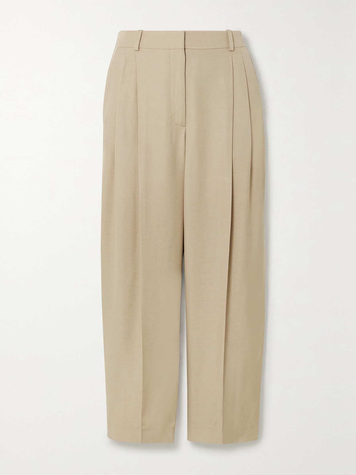 Stella McCartney Pleated Woven Tapered Pants - Neutrals