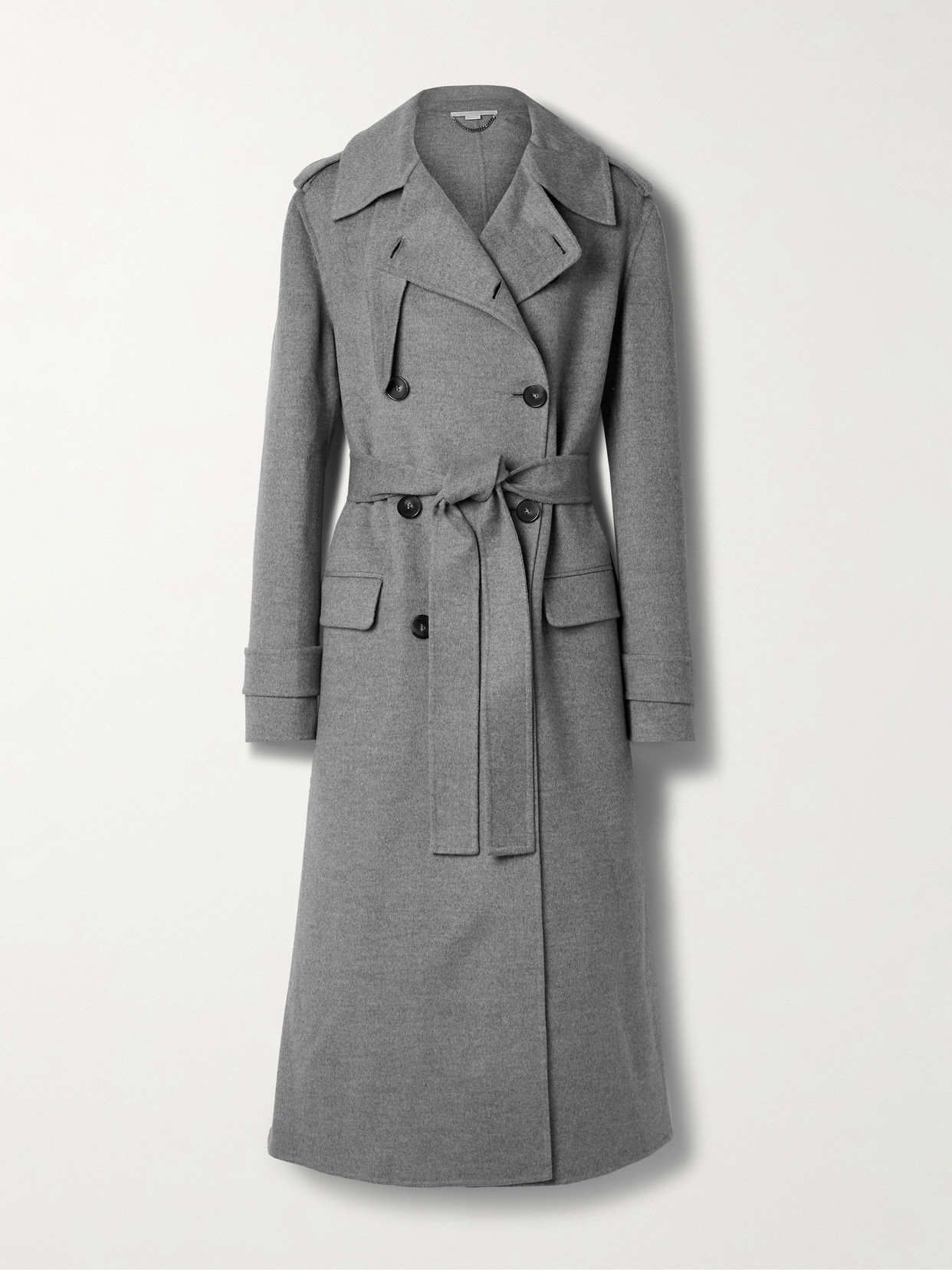 Stella McCartney - + Net Sustain Belted Double-breasted Wool-felt Trench Coat - Gray