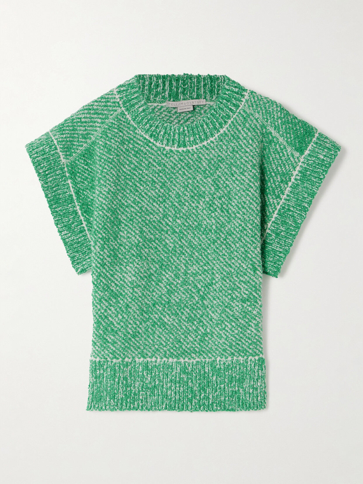 Stella McCartney Two-tone Bouclé-tweed Sweater - Green