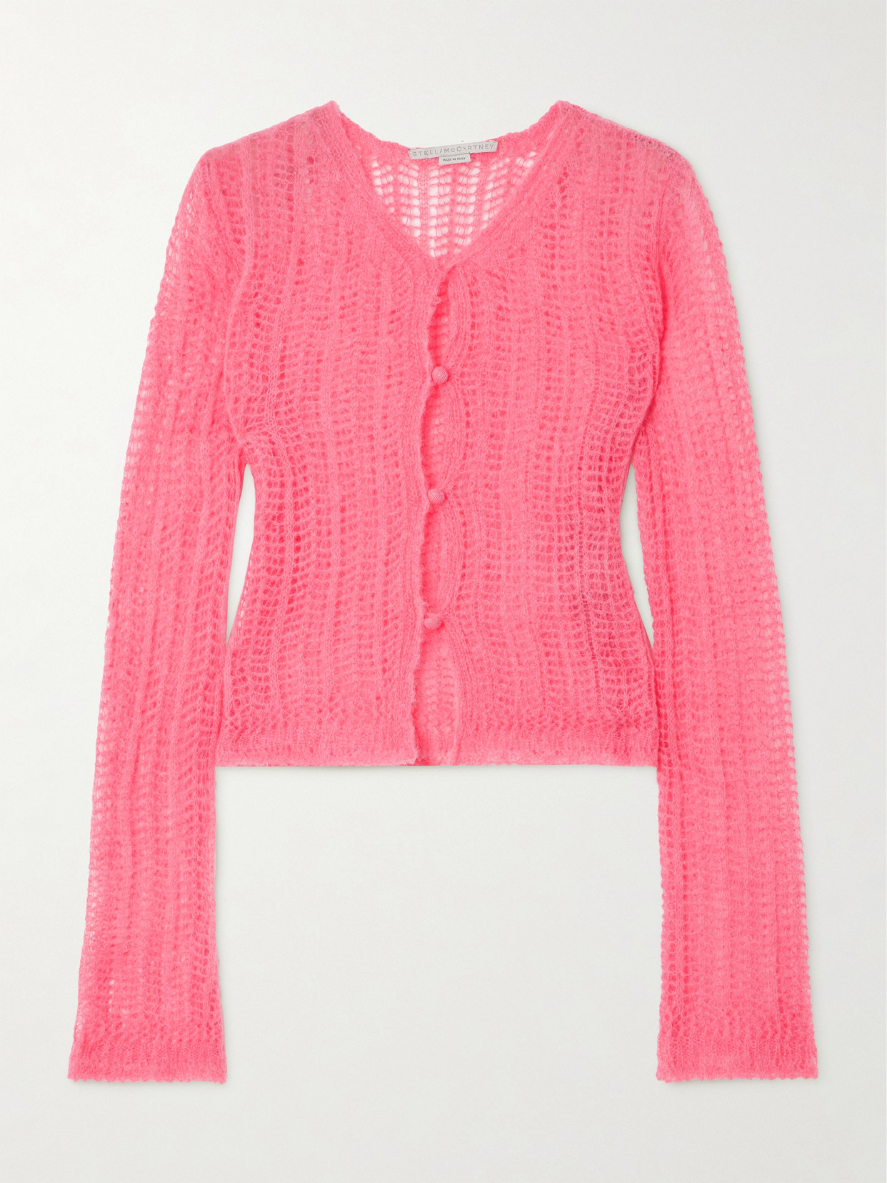 Stella McCartney - + Net Sustain Open Knit Alpaca-blend Cardigan - Pink