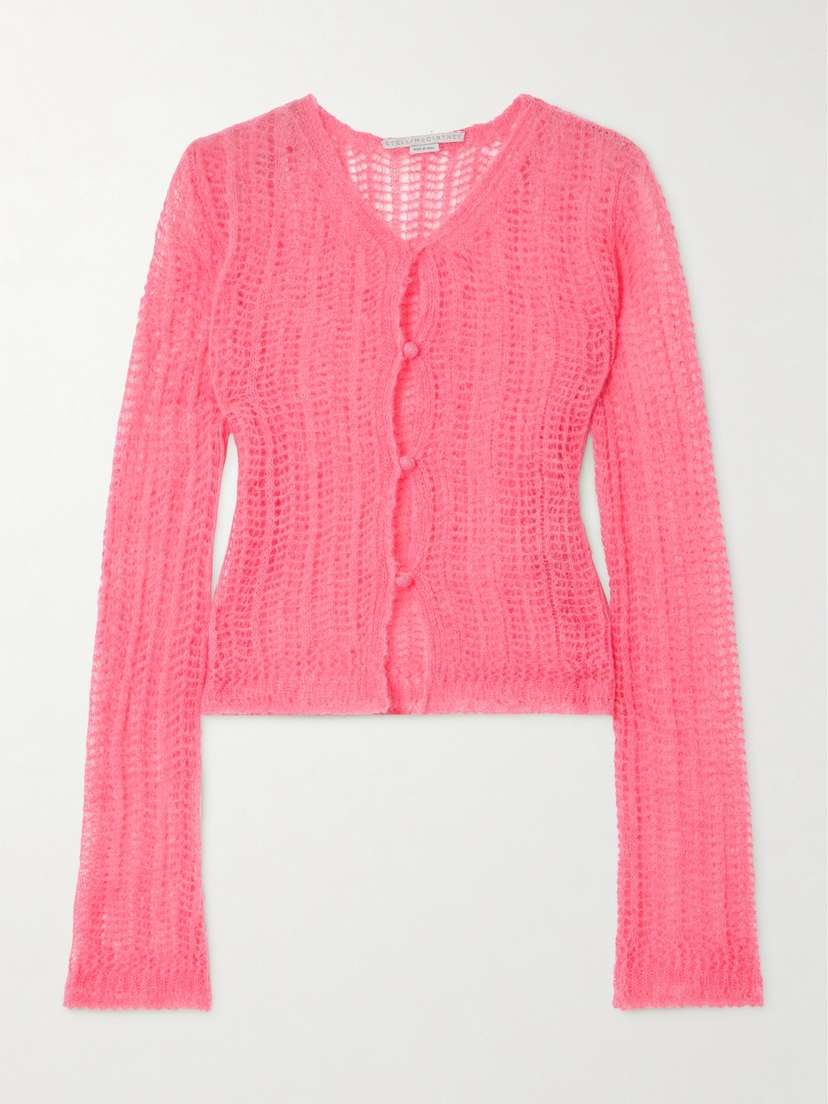 Stella McCartney + Net Sustain Open Knit Alpaca-blend Cardigan