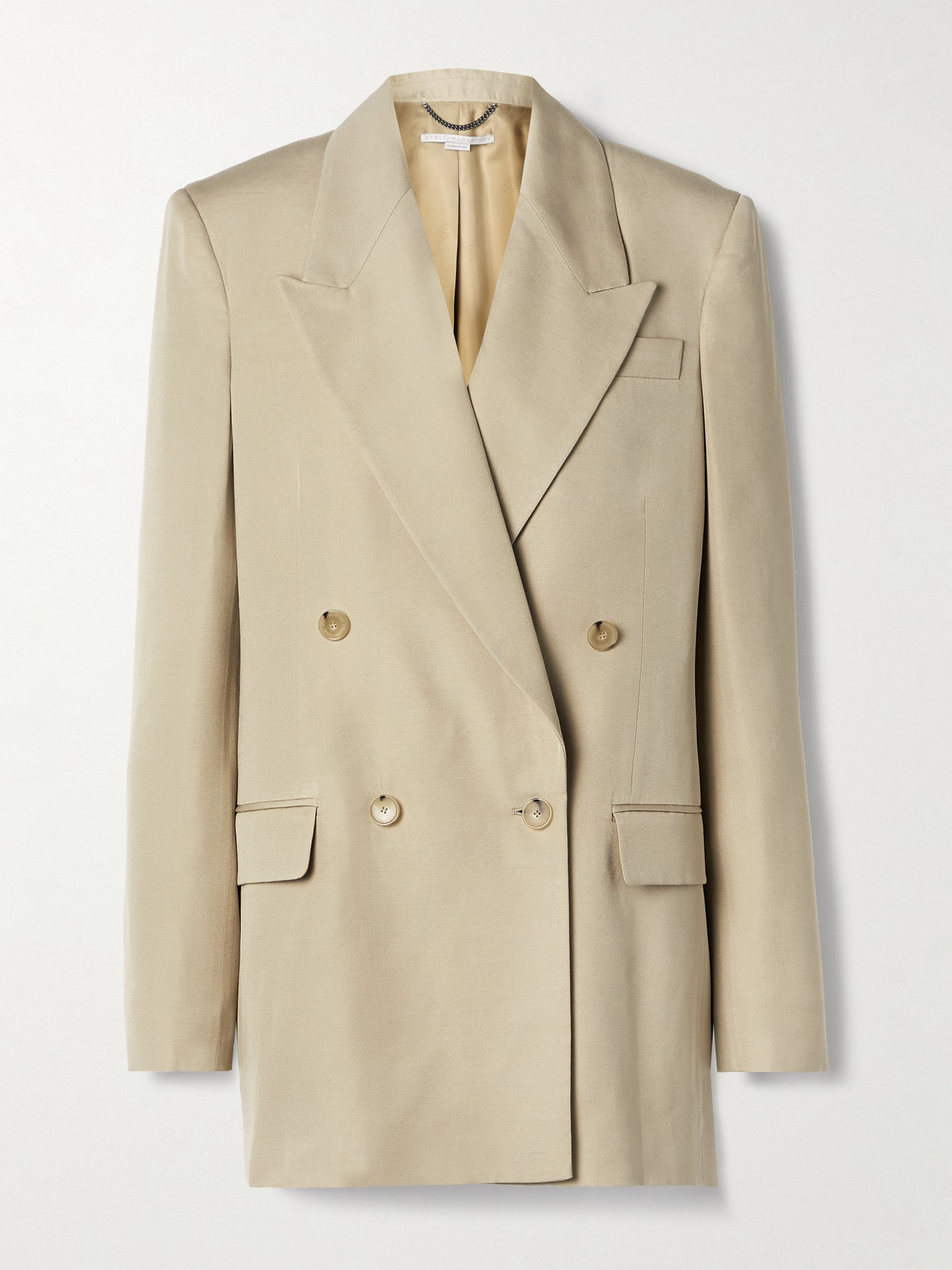 Stella Mccartney + Net Sustain Double-breasted Lenzing™ Ecovero™ Blazer In Neutrals