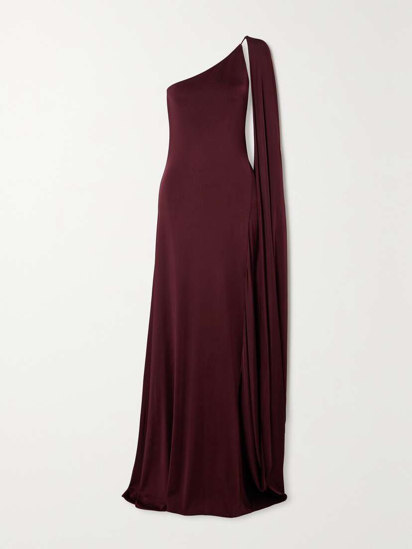 Stella McCartney + Net Sustain Cape-effect One-shoulder Satin Gown