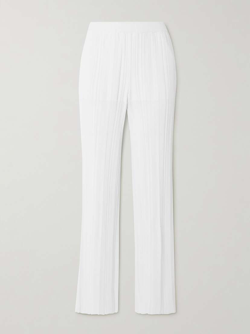 Stella McCartney + Net Sustain Plissé-knit Straight-leg Pants - x large