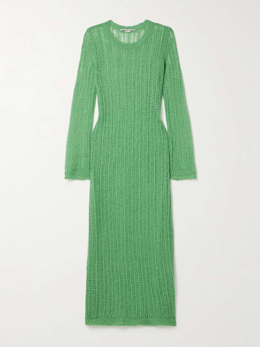 Stella McCartney + Net Sustain Open-knit Alpaca-blend Midi Dress - x large