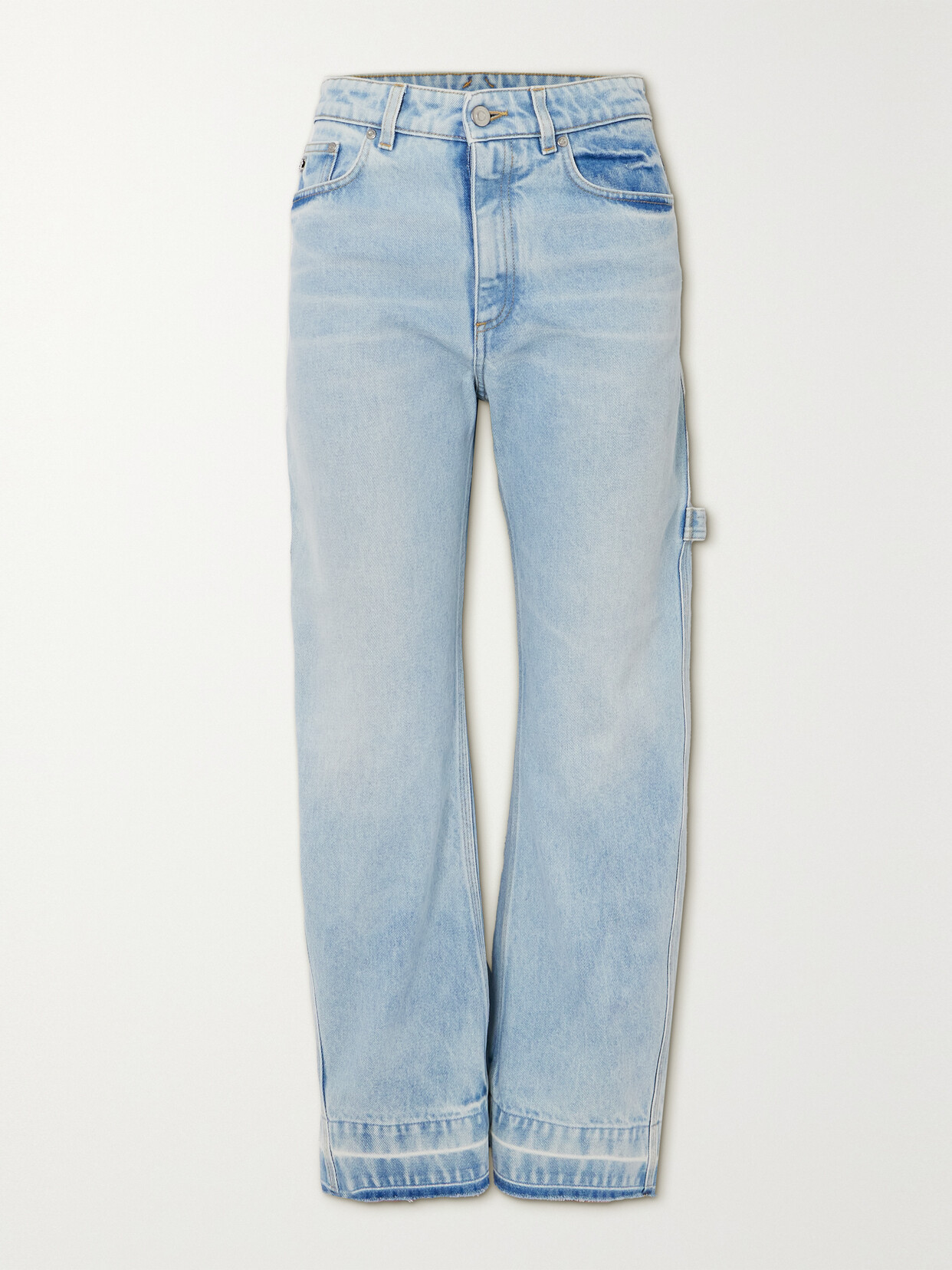 Shop Stella Mccartney Distressed Mid-rise Straight-leg Jeans In Blue