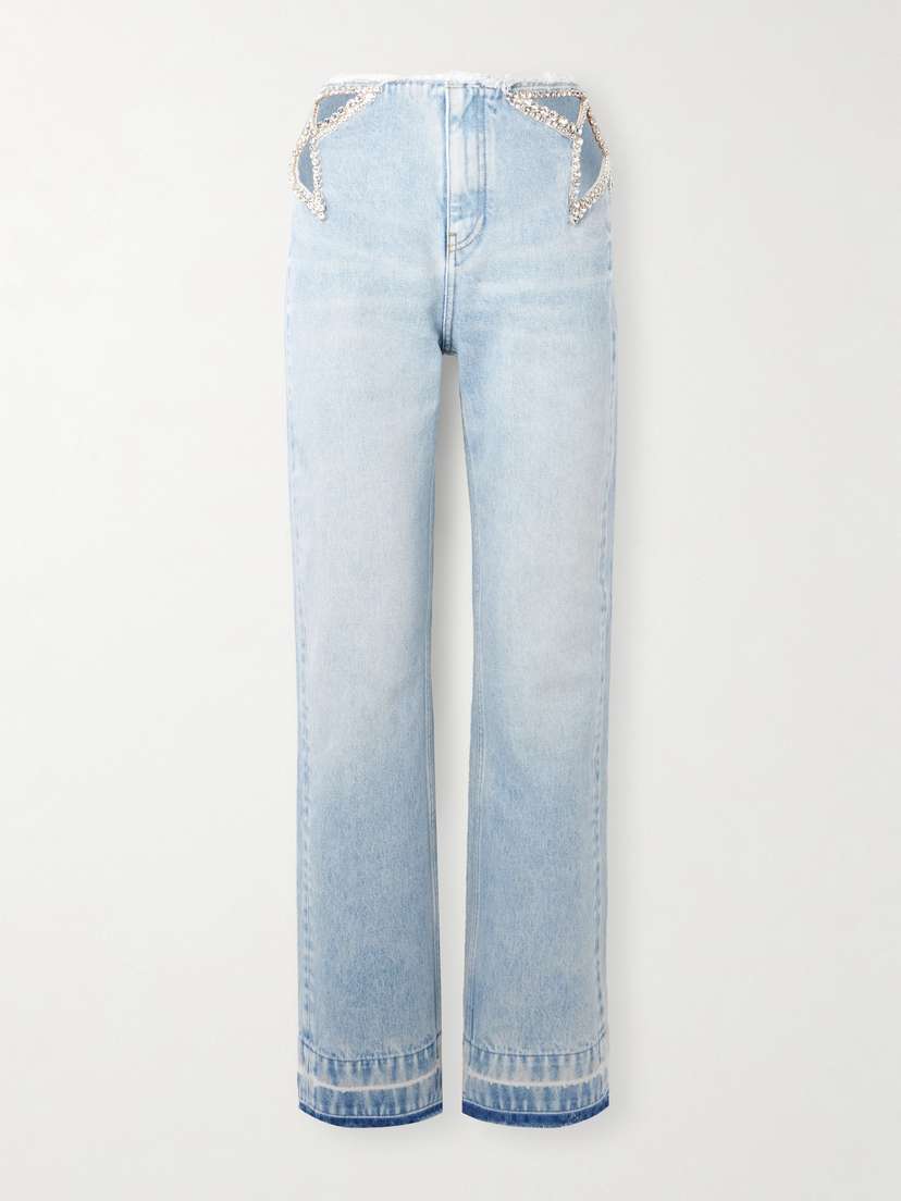 Stella McCartney + Net Sustain Crystal-embellished Cutout Organic Jeans