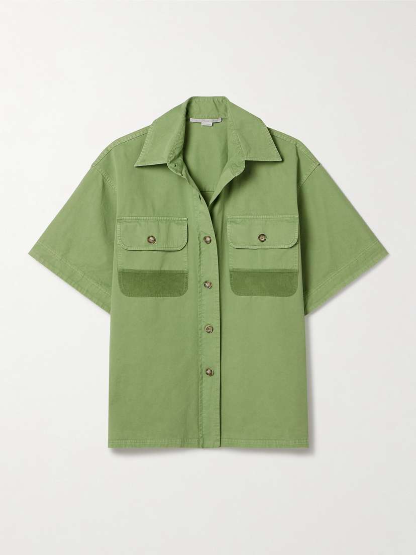 Stella McCartney + Net Sustain Corduroy-trimmed Cotton-twill Shirt