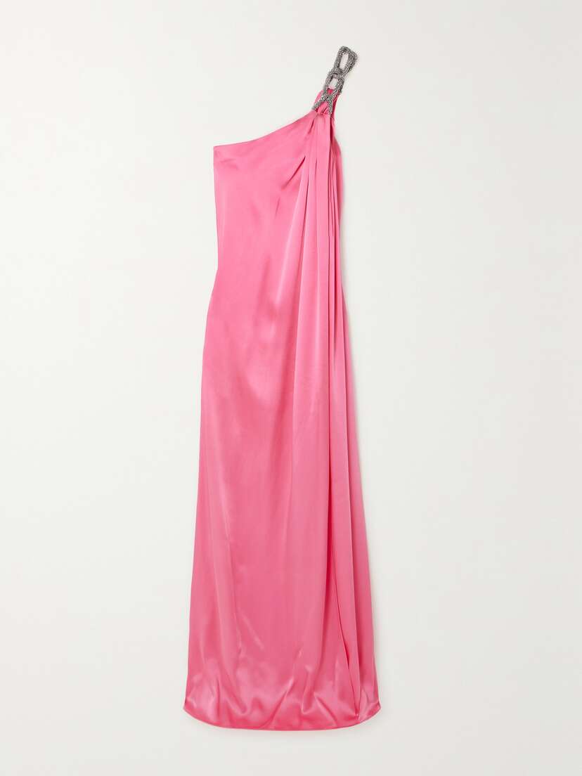 Stella McCartney Falabella One-shoulder Crystal-embellished Satin Gown
