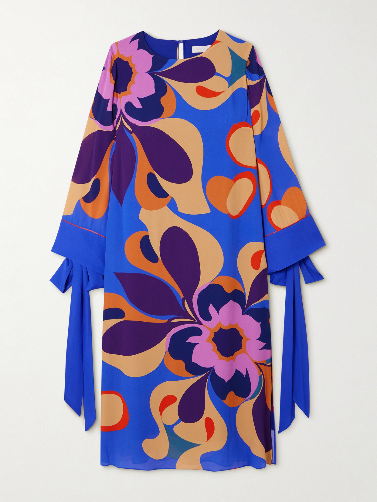 Borgo de Nor - Seraphina Tie-detailed Floral-print Crepe Midi Dress - Blue