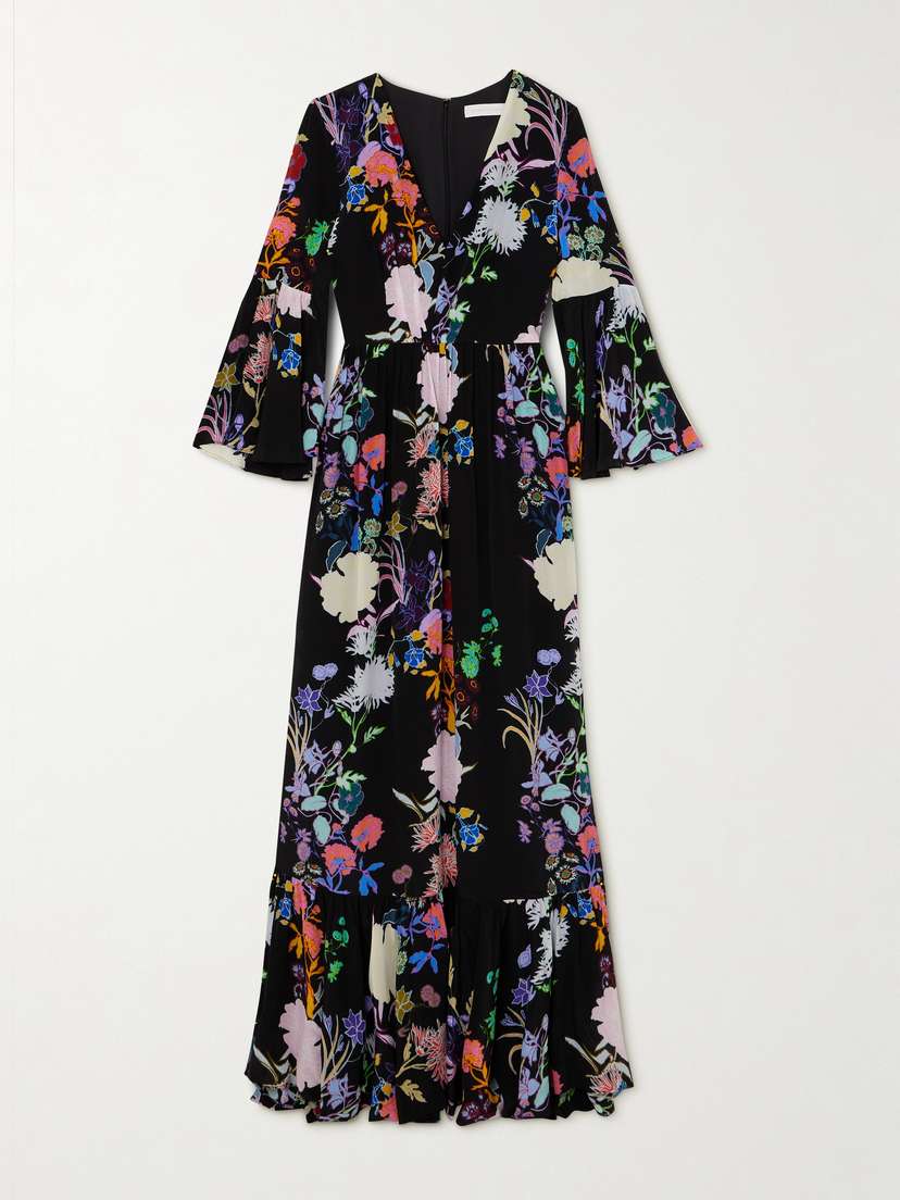 Borgo de Nor Astrea Floral-print Crepe De Chine Maxi Dress