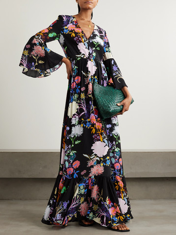 Borgo de Nor Astrea floral-print crepe de chine maxi dress
