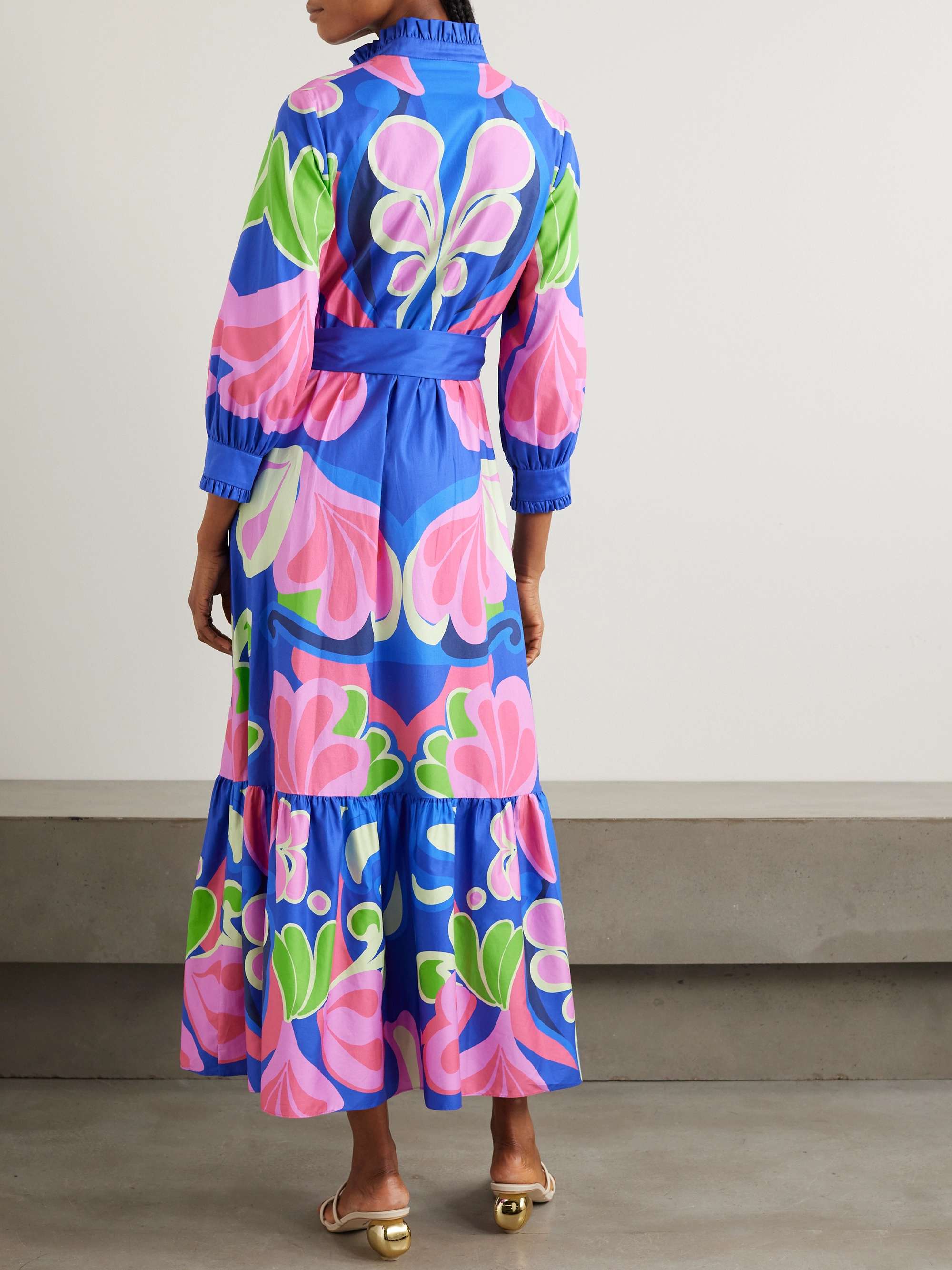 BORGO DE NOR Belted floral-print cotton-sateen maxi dress