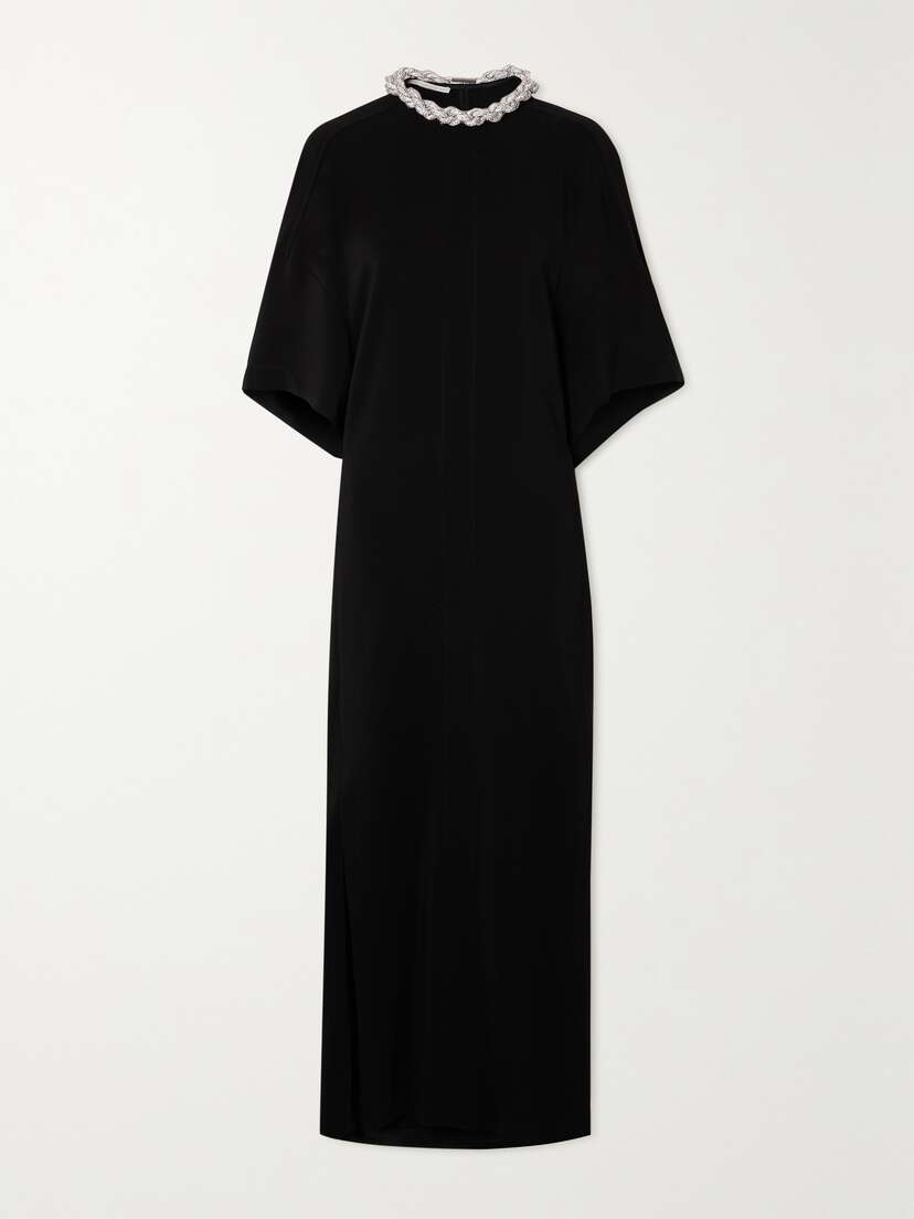 Stella McCartney Falabella Crystal-embellished Paneled Cady Maxi Dress