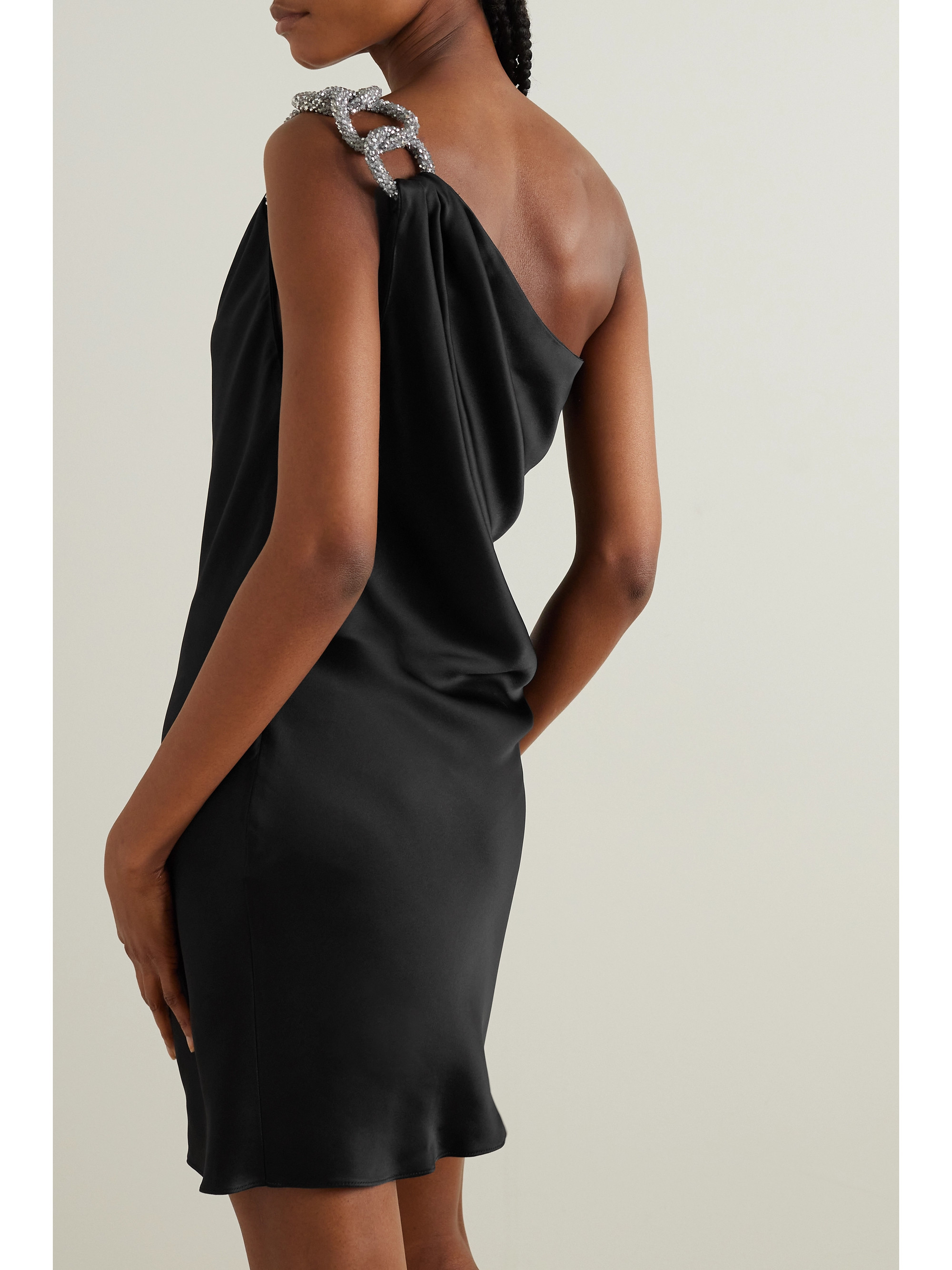 Stella McCartney Falabella one-shoulder crystal-embellished satin mini dress