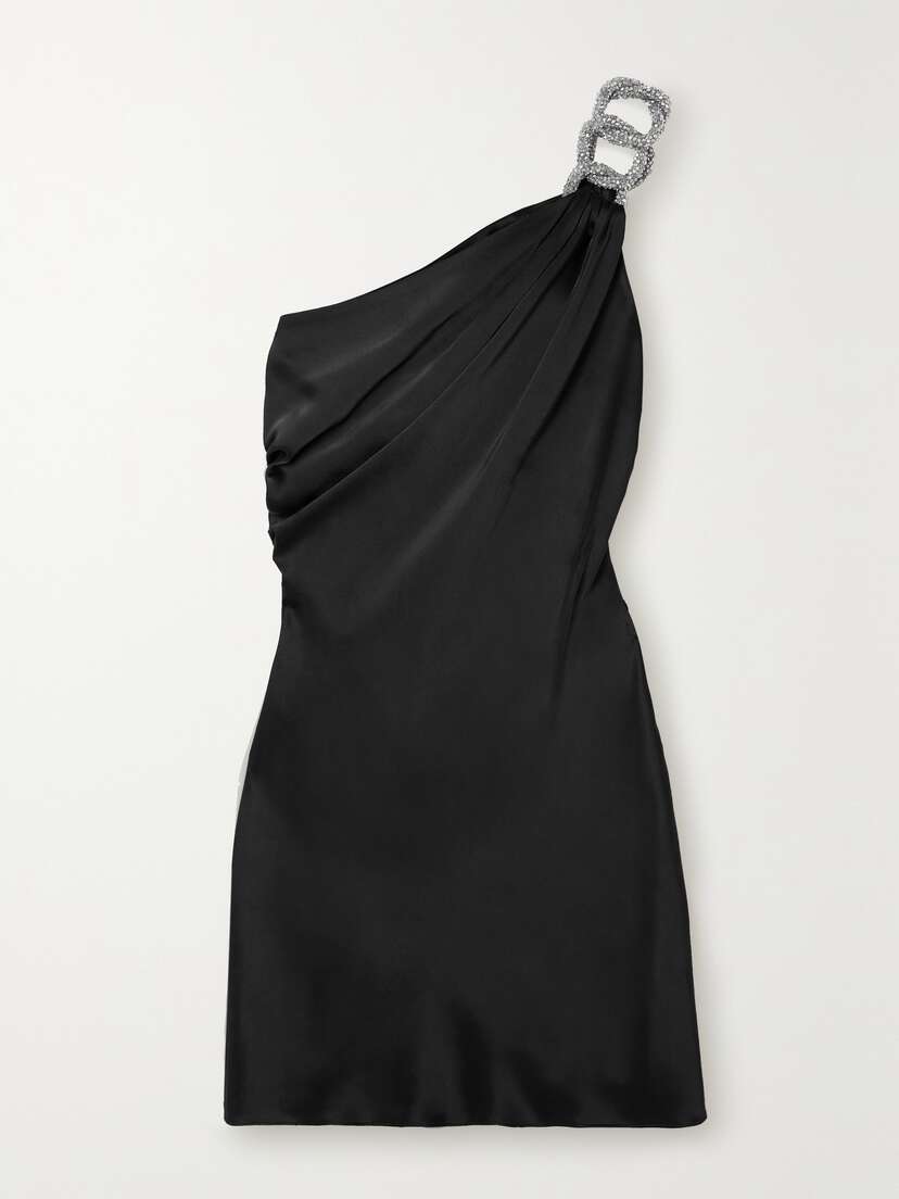 Stella McCartney Falabella One-shoulder Crystal-embellished Satin Mini Dress