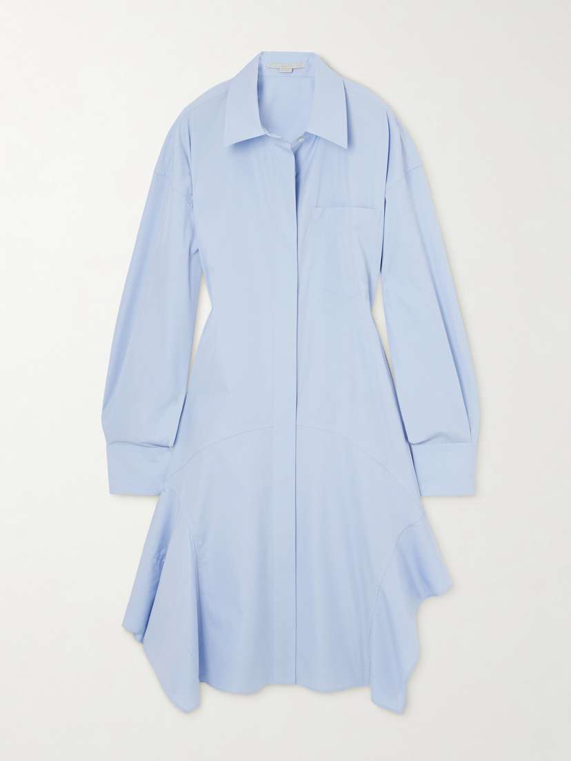 Stella McCartney + Net Sustain Asymmetric Organic Cotton-poplin Shirt Dress