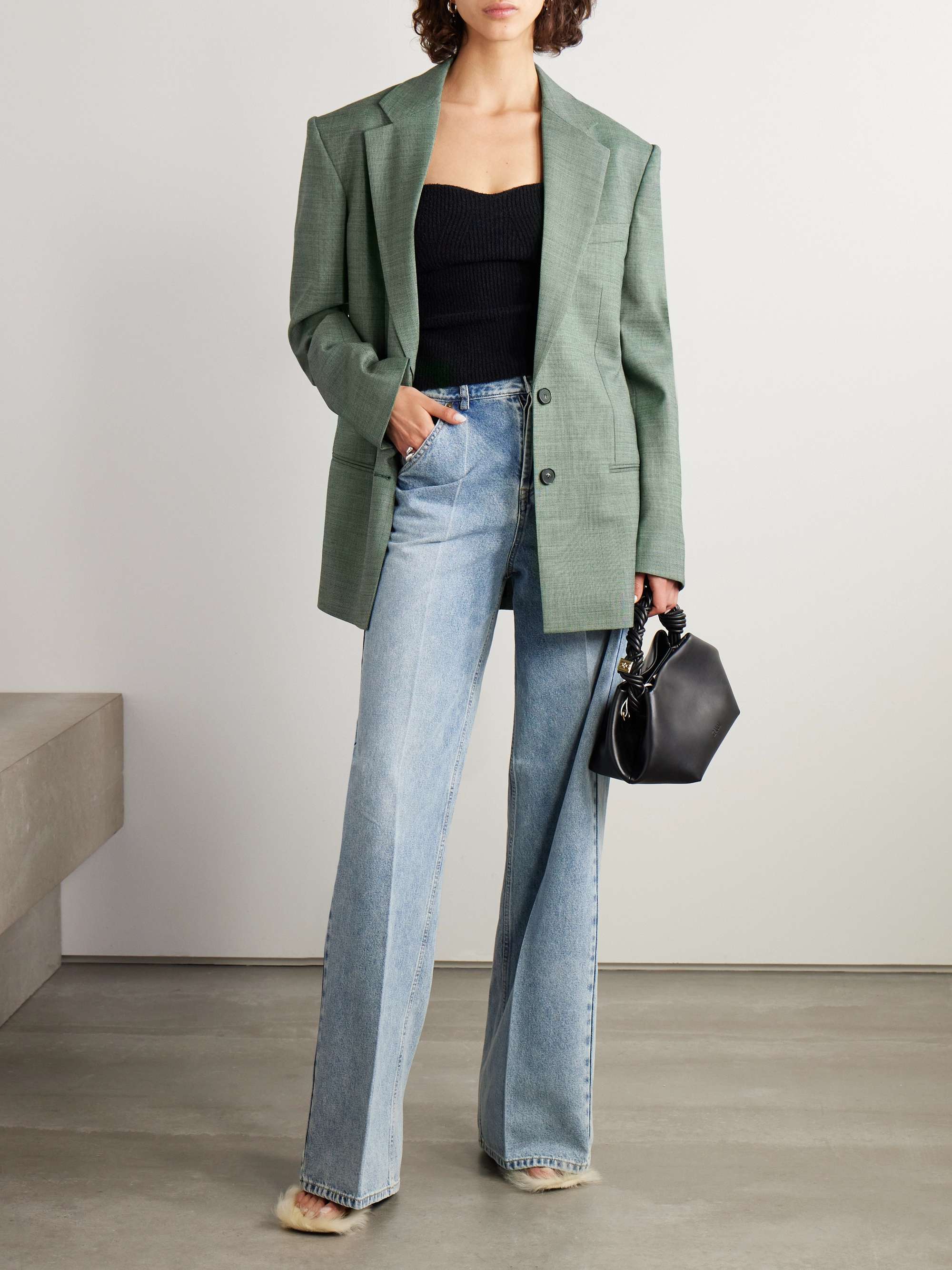 2024超人気 NET + Turquoise SUSTAIN STELLA | blazer wool-blend oversized ニット/セーター