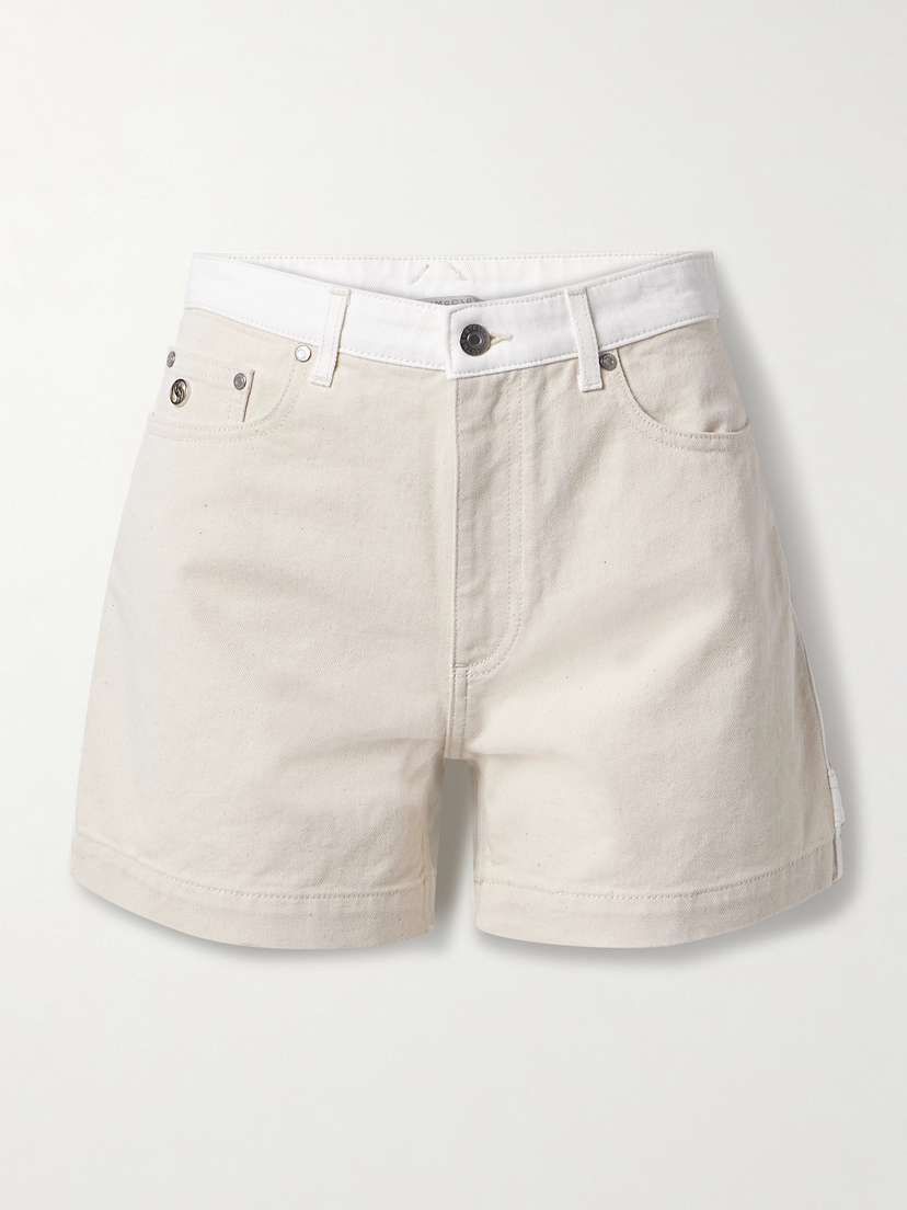 Stella McCartney + Net Sustain Two-tone Organic Denim Shorts