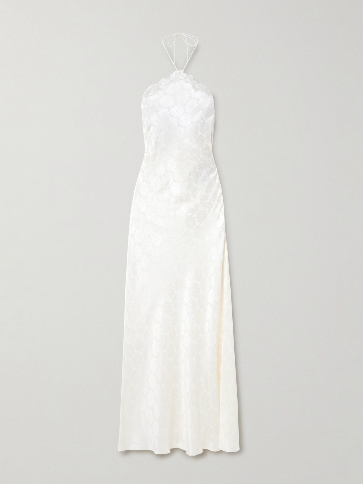 Stella McCartney - + Net Sustain Lace-trimmed Jacquard Halterneck Maxi Dress - White