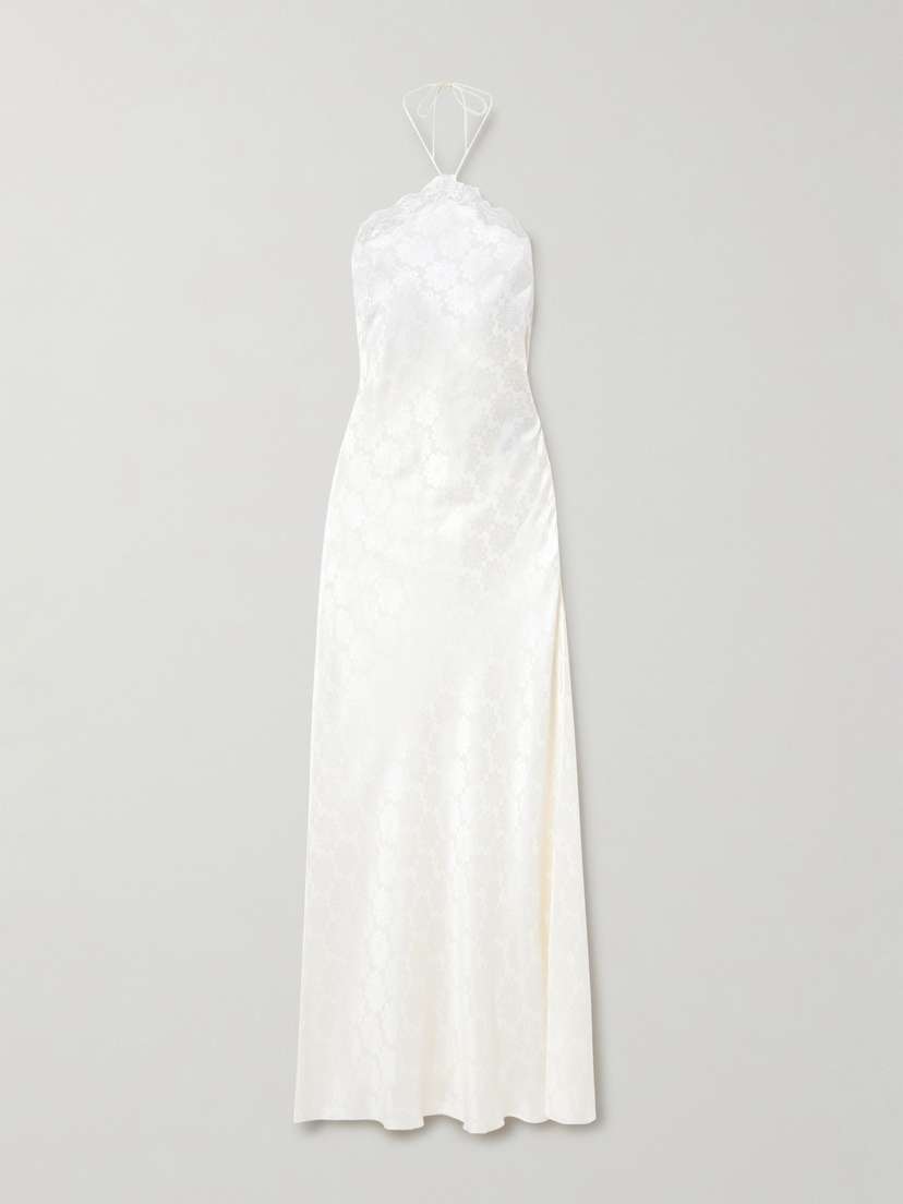 Stella McCartney + Net Sustain Lace-trimmed Jacquard Halterneck Maxi Dress