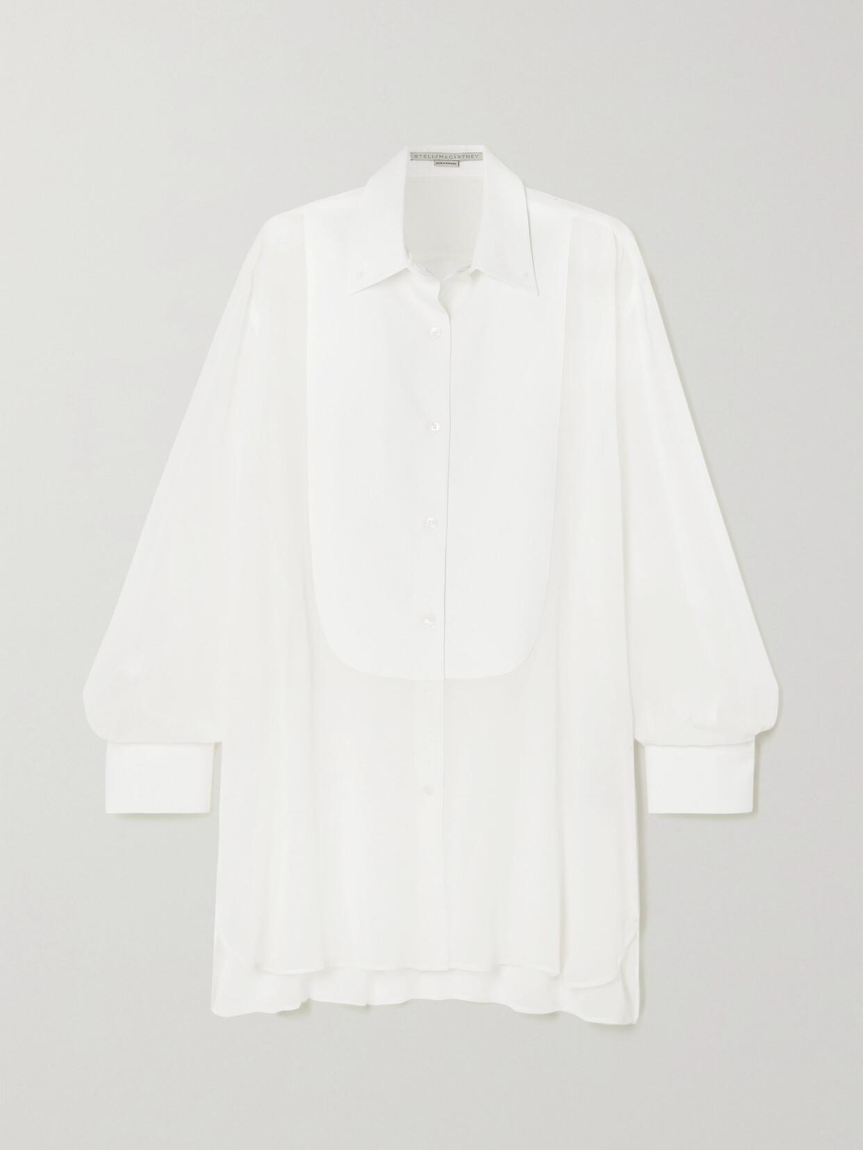 Stella McCartney Paneled Cotton-piqué And Silk-chiffon Shirt - White