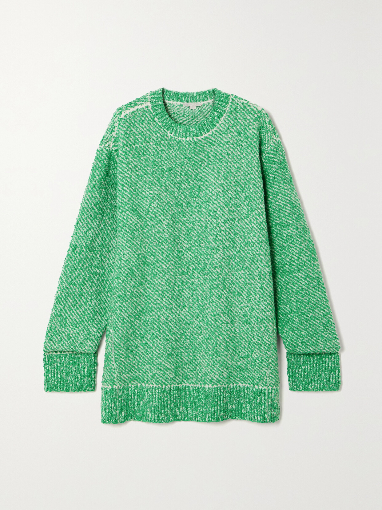 Stella Mccartney Oversized Cotton-blend Bouclé Sweater In Green