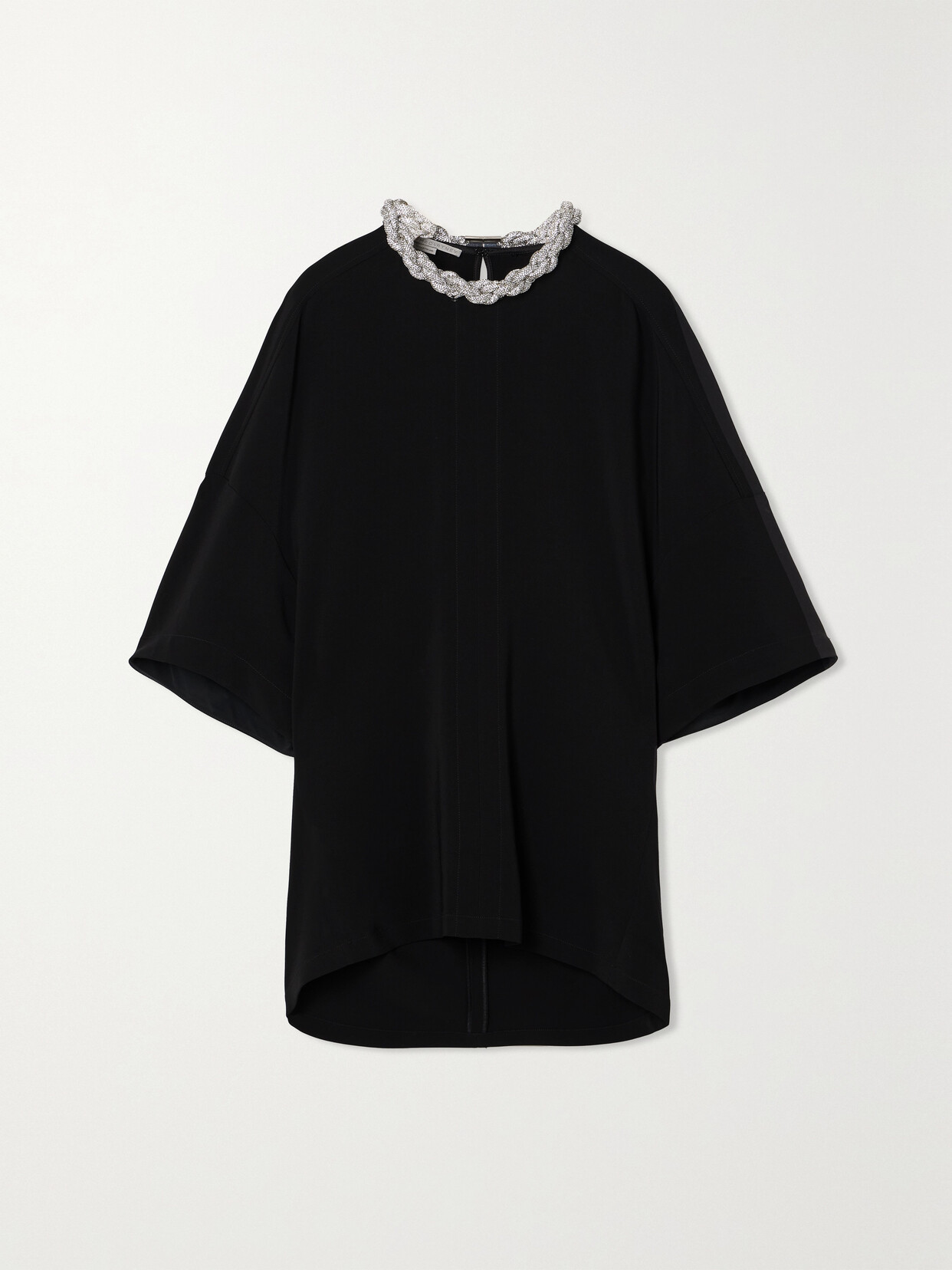 Stella McCartney Falabella Crystal-embellished Paneled Stretch-cady Top - Black