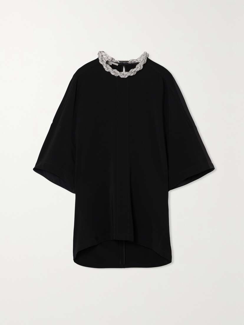 Stella McCartney Falabella Crystal-embellished Paneled Stretch-cady Top