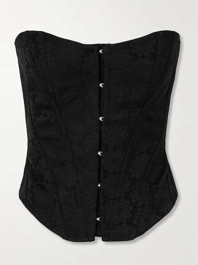 Stella McCartney + Net Sustain Lace-up Jacquard Bustier Top