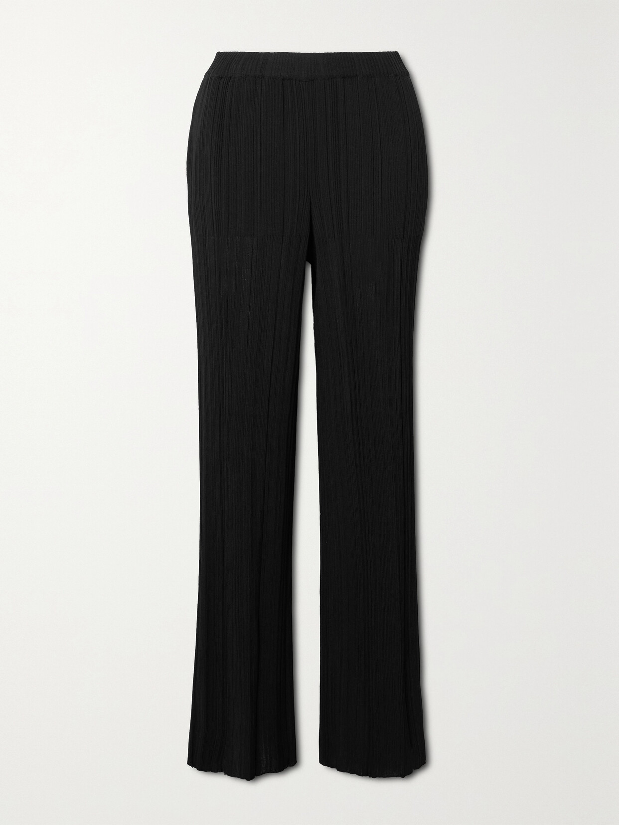 Stella McCartney Plissé-knit Straight-leg Pants - Black
