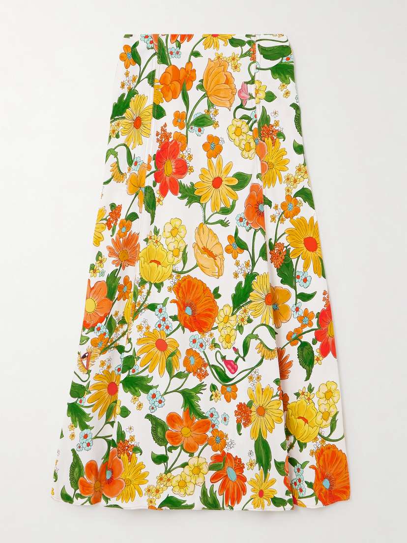 Stella McCartney + Net Sustain Floral-print Twill Midi Skirt