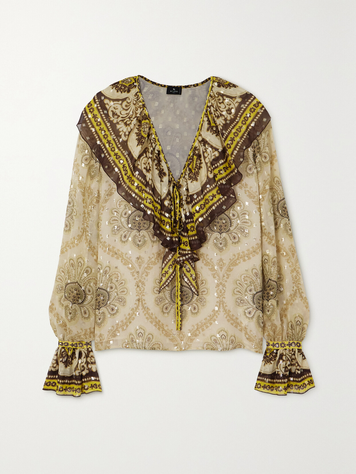 Etro - Paisley-print Metallic Fil Coupé Silk-blend Blouse - Gold