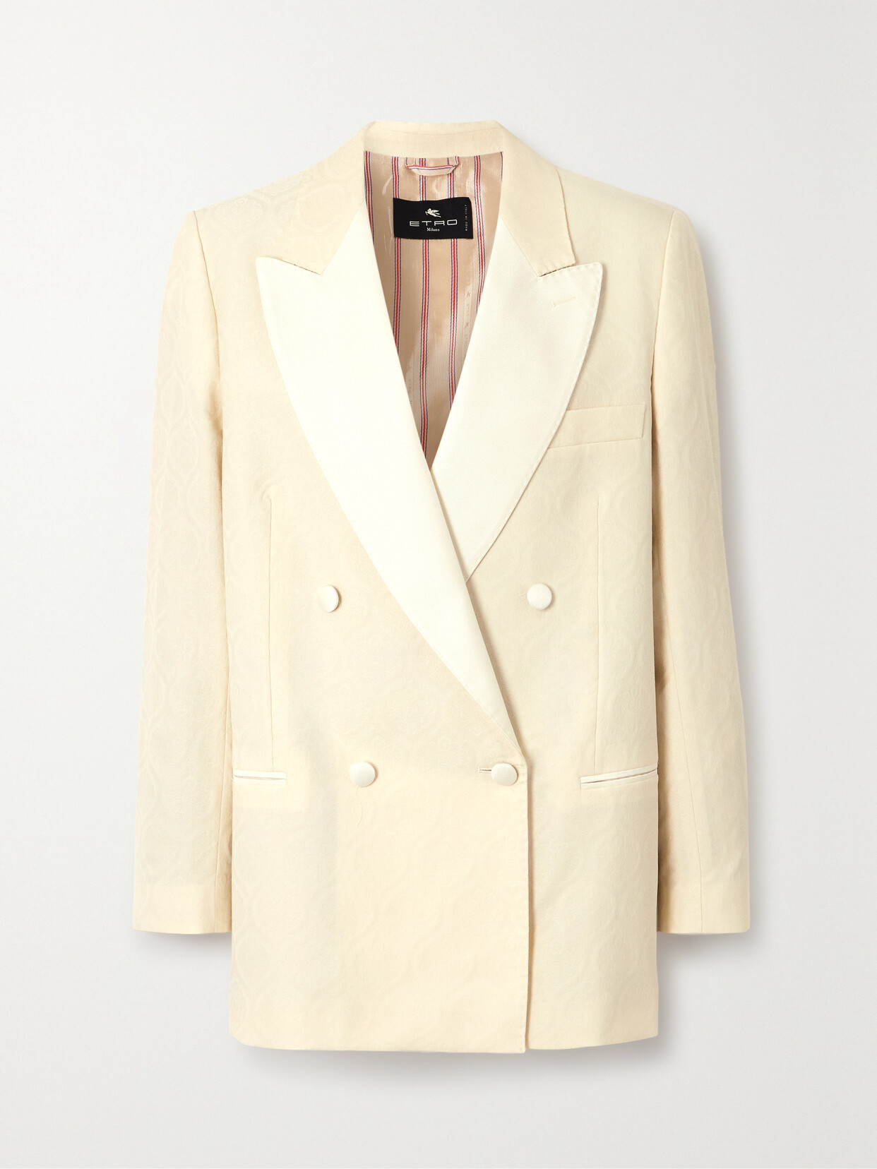 Etro Double-breasted Cotton And Wool-blend Jacquard Blazer In Ivory