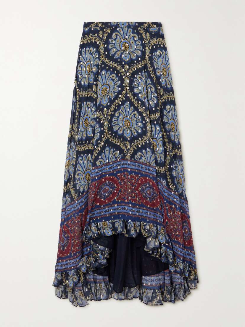 Etro Paisley-print Metallic Fil Coupé Silk-blend Maxi Skirt