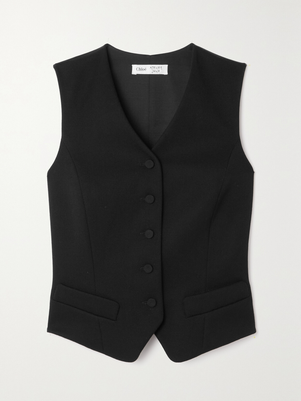 Chloé + Atelier Jolie Wool-gabardine And Wool And Silk-blend Satin Waistcoat - Black