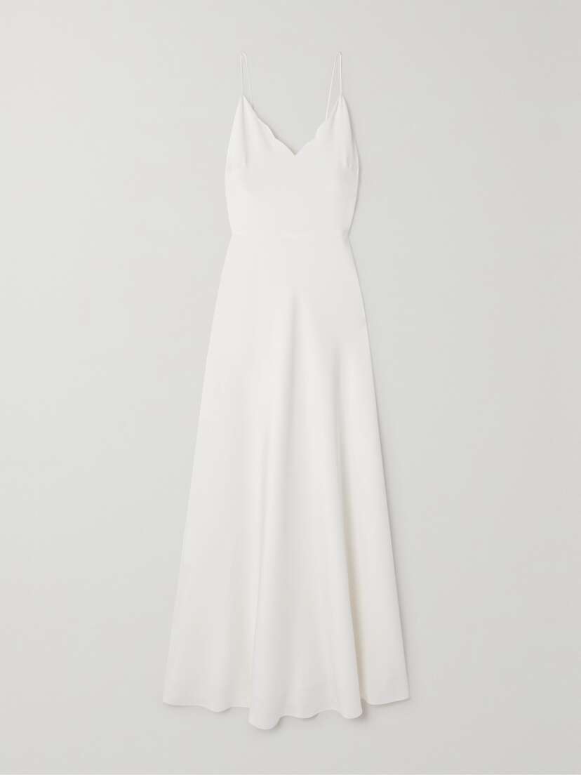 Chloé + Atelier Jolie Scalloped Silk-cady Gown