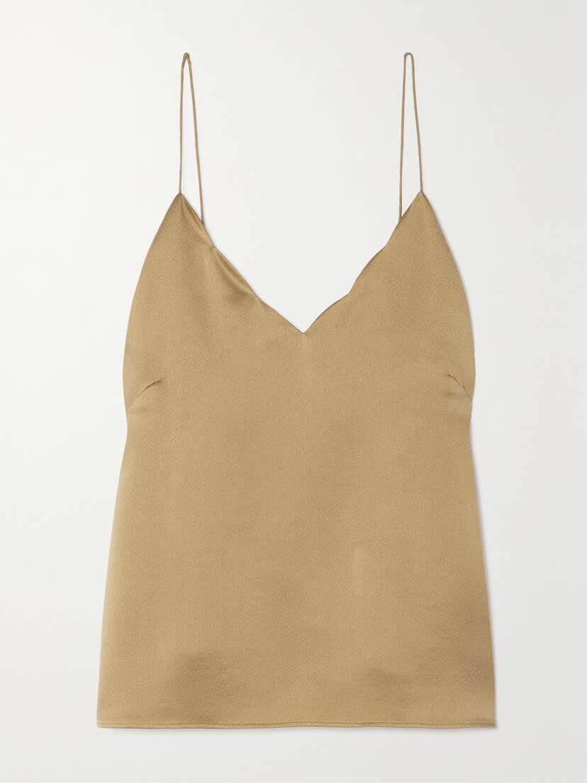 Chloé + Atelier Jolie Scalloped Hammered Silk-satin Camisole