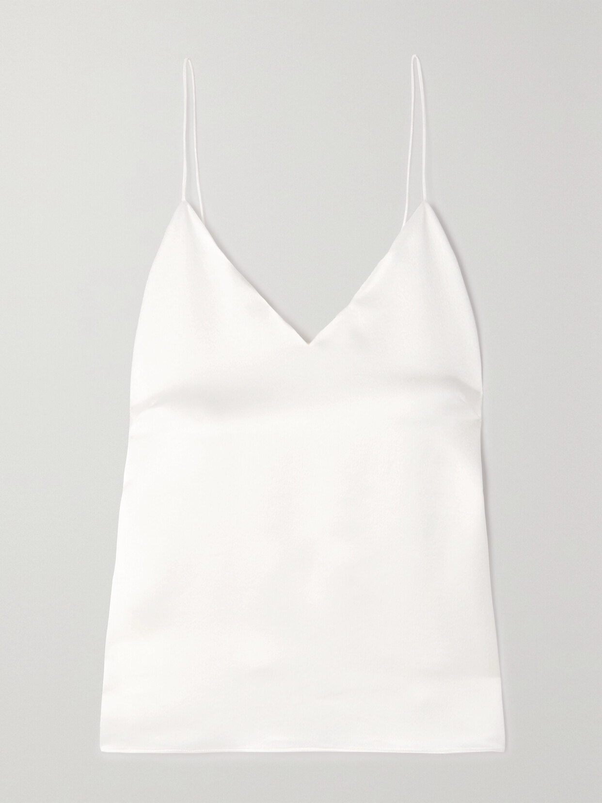 Chloé + Atelier Jolie Scalloped Hammered Silk-satin Camisole - White