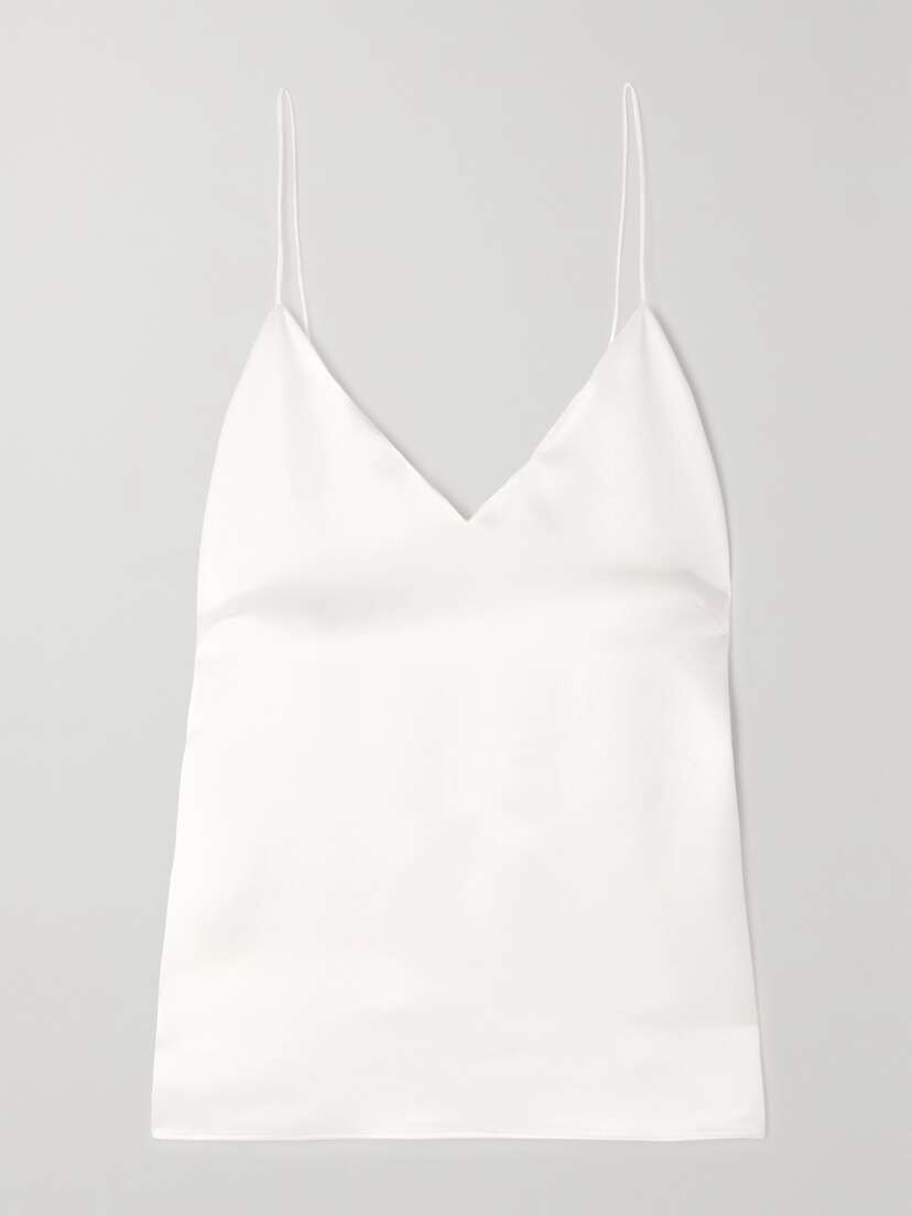 Chloé + Atelier Jolie Scalloped Hammered Silk-satin Camisole