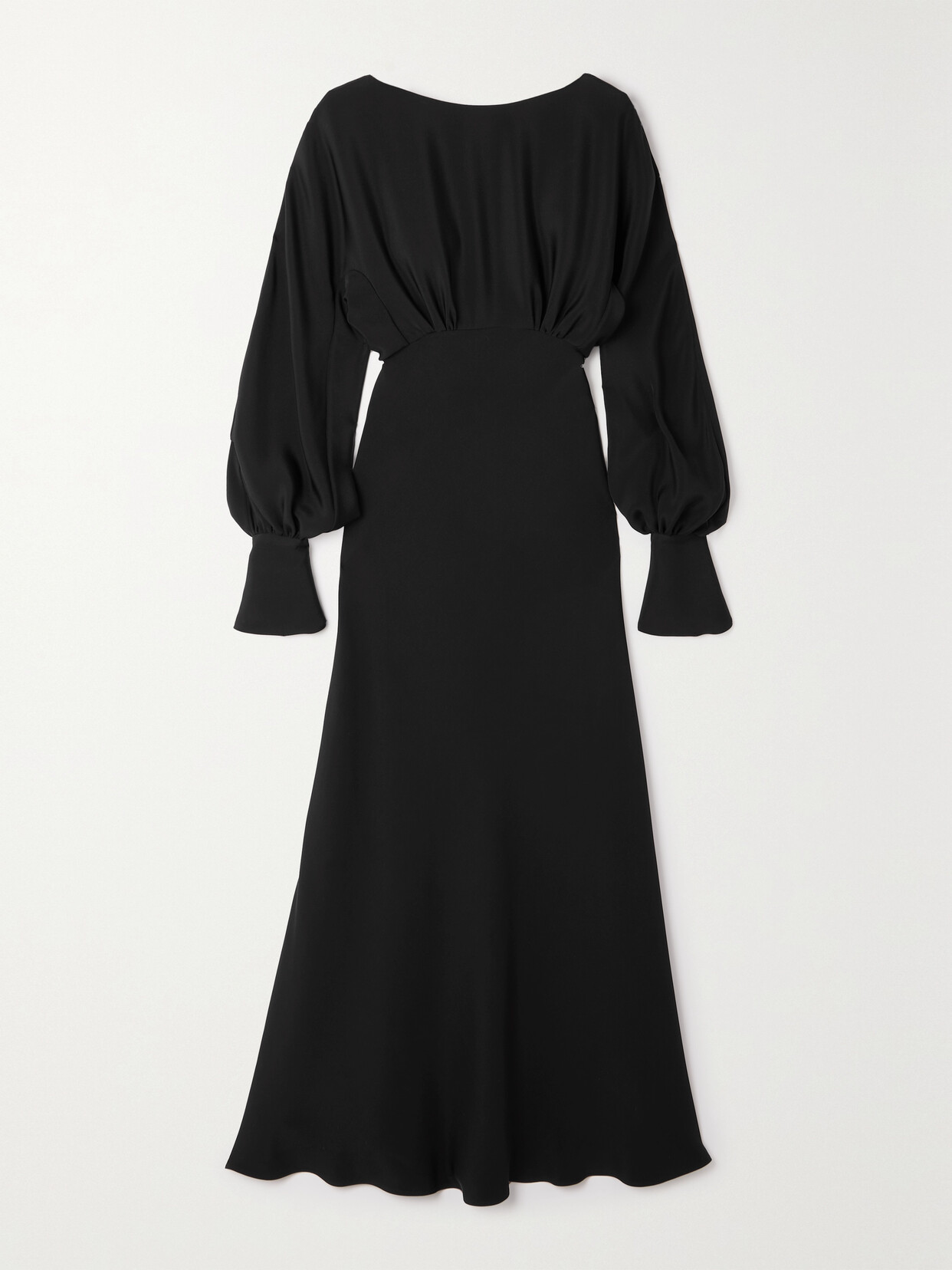Chloé + Atelier Jolie Open-back Gathered Silk-cady Maxi Dress In Black