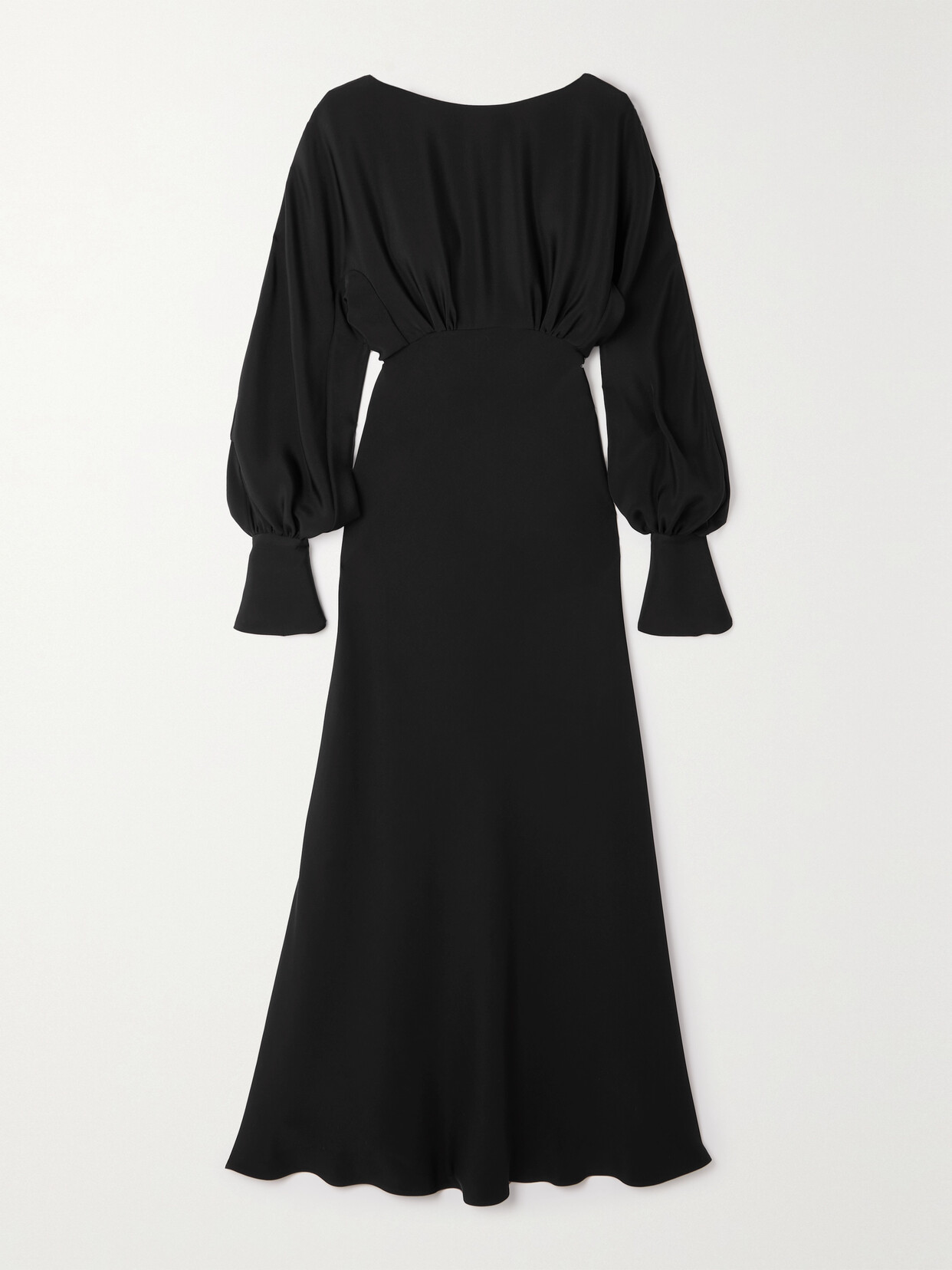 Shop Chloé + Atelier Jolie Open-back Gathered Silk-cady Maxi Dress In Black