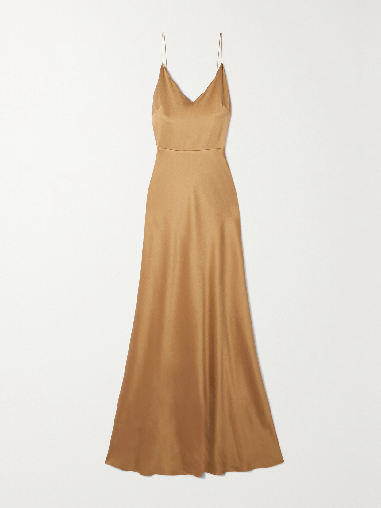 Chloé + Atelier Jolie Scalloped Hammered Silk-satin Maxi Dress - Brown