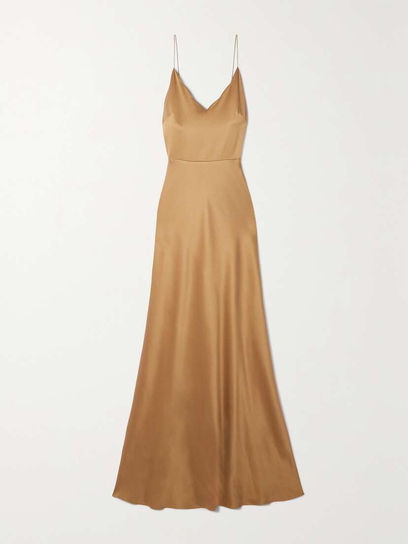 Chloé + Atelier Jolie Scalloped Hammered Silk-satin Maxi Dress