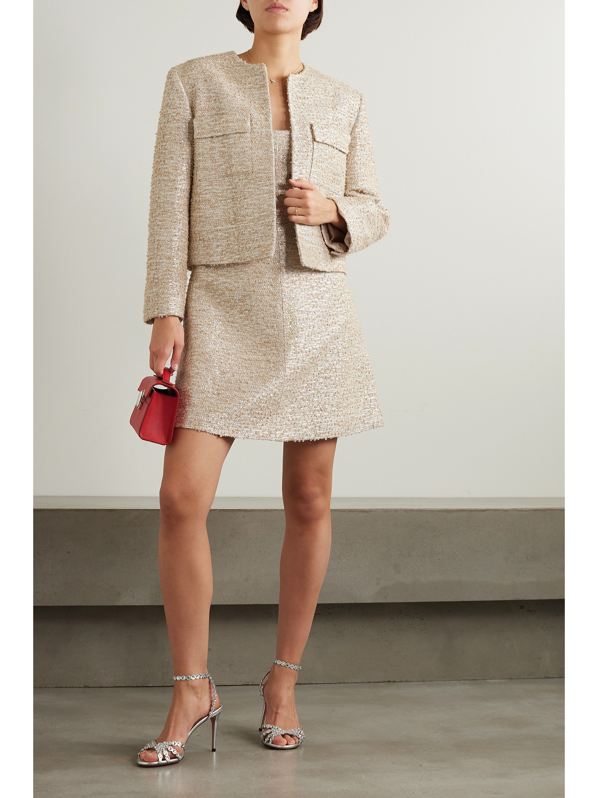 Emilia Wickstead Tibby metallic bouclé-tweed mini dress